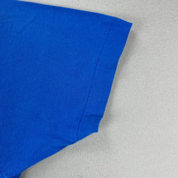 Vintage Blue Selvedge T-Shirt Adult Large Blank Pocket Fruit Of The Loom USA 80s - Picture 5 of 11